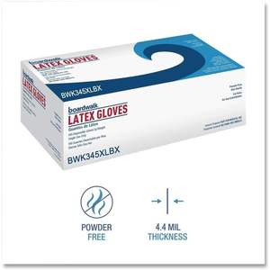 Gants de sécurité jetables Boardwalk 345XLCT en latex naturel, sans poudre, extra-larges, 4 2/5 mil, 1000/unité par carton - Product Image 2