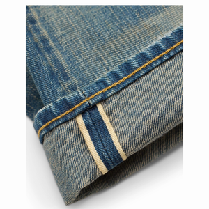 <span class=keywords><strong>Jeans</strong></span> da <span class=keywords><strong>Uomo</strong></span> a Gamba Dritta in Denim Pesante Selvedge, Vita Alta, Lavaggio Vintage, Blu Classico - Product Image 6