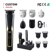 Kit de Aseo Masculino 5 en 1, Recortadora de Barba Multifuncional, Afeitadora de Lámina, Pantalla LED, Juego de Recortadoras de Pelo Recargables para el Hogar