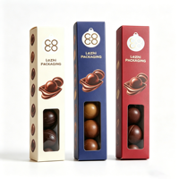 Scatola per Confezione di Cioccolatini con Finestra e Logo Dorato Personalizzato, in Carta per Alimenti, Scatola Regalo per Cioccolato