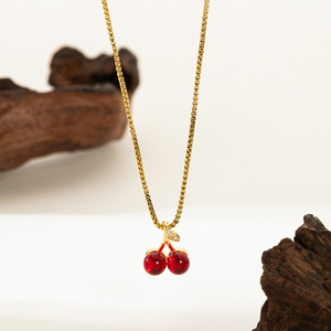 Collier pendentif chaîne à maillons plaqué or, micro-incrusté de zircon, style mode japonaise et coréenne, petit et frais, pour enfants, tendance internet - Product Image 6