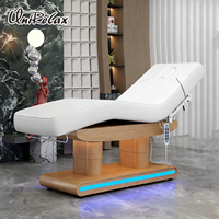 Table de massage électrique incurvée en cuir blanc personnalisable pour salon de beauté, lit de soin facial et cils avec 3 moteurs