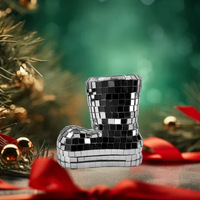 Boule disco argentée tendance, en forme de petites bottes, style mignon et simple, fournitures de décoration faites à la main, très vendues pour Noël