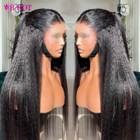 Perruques de cheveux humains vierges bruts Yaki lisses avec cuticules alignées pour femmes noires, perruques frontales en dentelle HD 13x4 13x6 sans colle, prix de gros