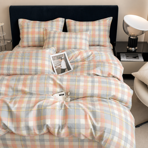 EU Dropshipping Luxury Pastel Check <b>Bedding</b> <b>Set</b> Cotton Plaid Quilt 160x200 200x220cm Poland Hub - Product Image 6