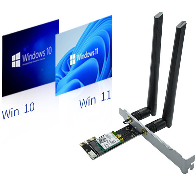 Dual Band 2.4/5GHz 10/100/1000Mbps AX210 PCIE WiFi 6 Card with External Antenna USB and for Bluetooth 2-in-1 Adapter Stock