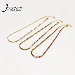 Wholesale accessories real gold plated jewelry red zircon tennis women anklets