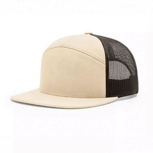 Custom 7 Panels Plain Flat Brim Mesh Patch logo Richardson 168 Double Breasted Buckle Sporty Common Trucker <b>Hat</b> - Product Image 5