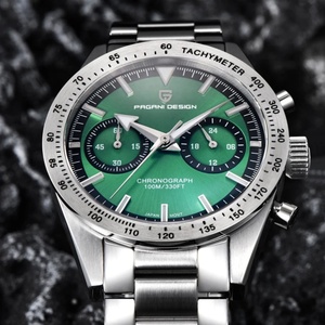 Montre homme PAGANI DESIGN PD1766 rétro lumineuse, chronographe sport à quartz, verre saphir AR, acier VK64. - Product Image 3