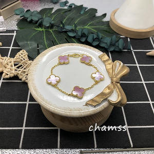 Pulsera de Moda con Trébol de Cuatro Hojas y Cinco Flores para Mujer, Chapada en Oro de 18K, en Existencia, Lista para Enviar - Product Image 6