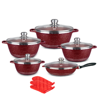 Ensemble de casseroles RAF en aluminium avec revêtement antiadhésif, couvercles en verre, compatible avec plusieurs types de plaques de cuisson, cuisine R.80001