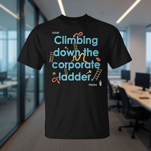 T-shirt « Climbing Down The Corporate Ladder » noir pour adulte, unisexe, promotionnel - Product Image 3
