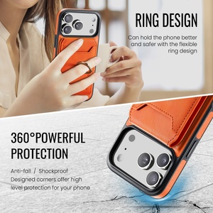 เคสโทรศัพท์แบบกระเป๋าหนัง PU แม่เหล็กสำหรับ iPhone 18 12 13 14 15 16 17 Pro Max พร้อมช่องใส่บัตรและขาตั้งป้องกัน ขายส่ง - Product Image 4