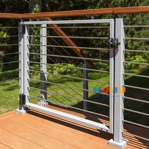 HJ 42" Cable Railing Deck Side Mounted Cable Railing Outdoor Railing