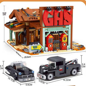 מרכז תיקוני רכב קאובוי סיטי, לבניית דגם רחוב בסגנון רטרו עם תאורה, צעצועי הרכבה חינוכיים לילדים בנים ובנות, עשויים ABS, לגילאים - Product Image 4