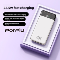 Banque d'alimentation portable de haute qualité 20000 mAh avec écran LED, entrée micro USB, charge rapide PD22.5W pour l'extérieur