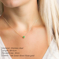 Collier délicat en acier inoxydable 316 de haute qualité, style minimaliste INS, avec zircon pierre de naissance du 12ème anniversaire, pour femme - MECYLIFE