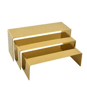 Espositore a U in Acciaio Inox Dorato, Supporti da Banco per Esposizione di Profumi, Borse, Scarpe e Portafogli - Product Image 6