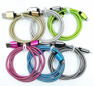 Type C Nylon Braided 2M 6FT Micro USB Data Cable for Mobile Android Smart Phone 2A Fast Charging Durable Quick Charge Charger