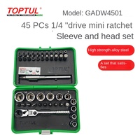 TOPTUL Taiwan Ensemble d'outils à cliquet de 45 pièces, kit de tournevis multifonction GADW4501