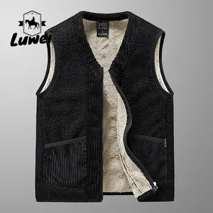 Utility Warm Vest Polar Heren Buitenvesten En Vesten Winddichte Casual Ritssluiting V-Hals Gebreid Plus Size Katoen Zomer