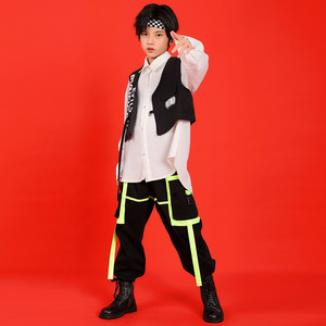 <span class=keywords><strong>Pantaloni</strong></span> camicia da ballo Jazz per bambini gilet Costume Cool Performance Set ragazzi Hop ragazze - Product Image 4