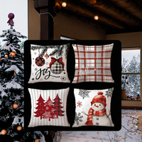 Housse de coussin décorative de Noël de festival taie d'oreiller d'hiver avec arbre et bonhomme de neige pour la décoration de Noël à la maison