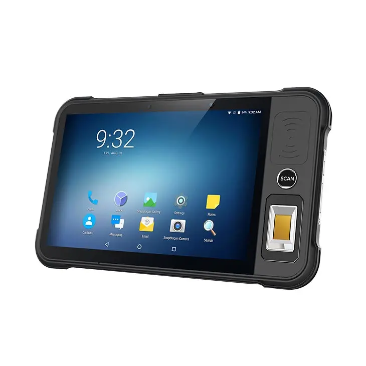 Tablet Industri tahan guncangan, Android 9 OS 4G LTE GPS IP65 tahan air Tablet PC kasar 8 inci