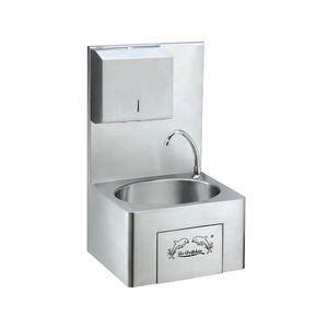 קיר מסחרי מותאם אישית רכוב ברכיים מופעל כף יד נירוסטה לכיור עם ברז - Product Image 1