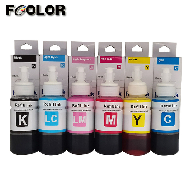 FCOLOR 70ml High Premium Inkjet Dye Ink for Epson L850 L100 L210 L800 L801 L805 Printer