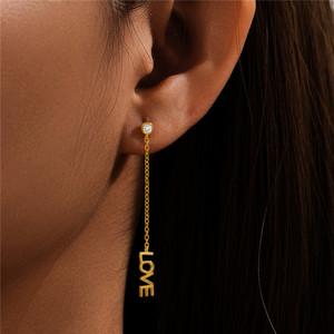 CANNER Bijoux fins pour femmes, pendentif simple en argent sterling S925 avec lettre d'amour, longue chaîne, boucles d'oreilles à pampilles en zircon, cadeaux pour maman et femme - Product Image 5