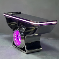 Fumashi – Table de DJ rectangulaire mobile en fer, lumineuse, pour bar, salle privée, boîte de nuit, décorations de fêtes, style moderne et luxueux à LED