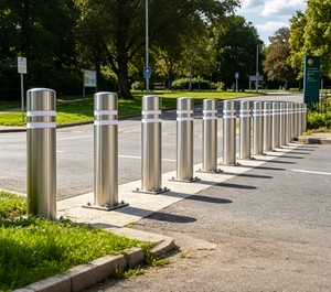 Bolardo de Seguridad de Acero Inoxidable 304 con Banda Reflectante para Protección de Seguridad en Estacionamientos y Carreteras - Product Image 6