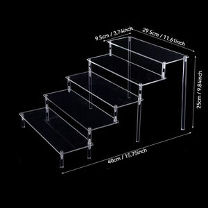 Распродажа: Прозрачные акриловые подставки-стеллажи (<span class=keywords><strong>2</strong></span>/<span class=keywords><strong>3</strong></span>/4/5 ярусов) для демонстрации ювелирных изделий, парфюмерии, фигурок, игрушек, лестничные полки для одеколонов - Product Image 5
