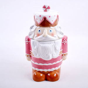 Muestra <span class=keywords><strong>gratis</strong></span> al por mayor logotipo personalizado de cerámica de Navidad 3D pintado a mano bote de cerámica galleta tarro de almacenamiento de alimentos con tapa - Product Image 3