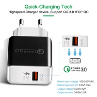 QC3.0 5V3A charge rapide 18W adaptateur secteur pour téléphone portable tête de charge USB à port unique chargeur électrique Spot en gros