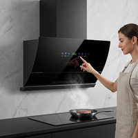 Hotte de cuisine électrique murale en verre trempé avec lampe LED intégrée et armoire d'extraction ventilée pour usage domestique
