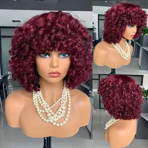 12A Machine Made Wig New Deep Curly Wave Short Bob Wigs Human Hair Raw Brazilian Virgin Human Hair Front Wig For Black Women