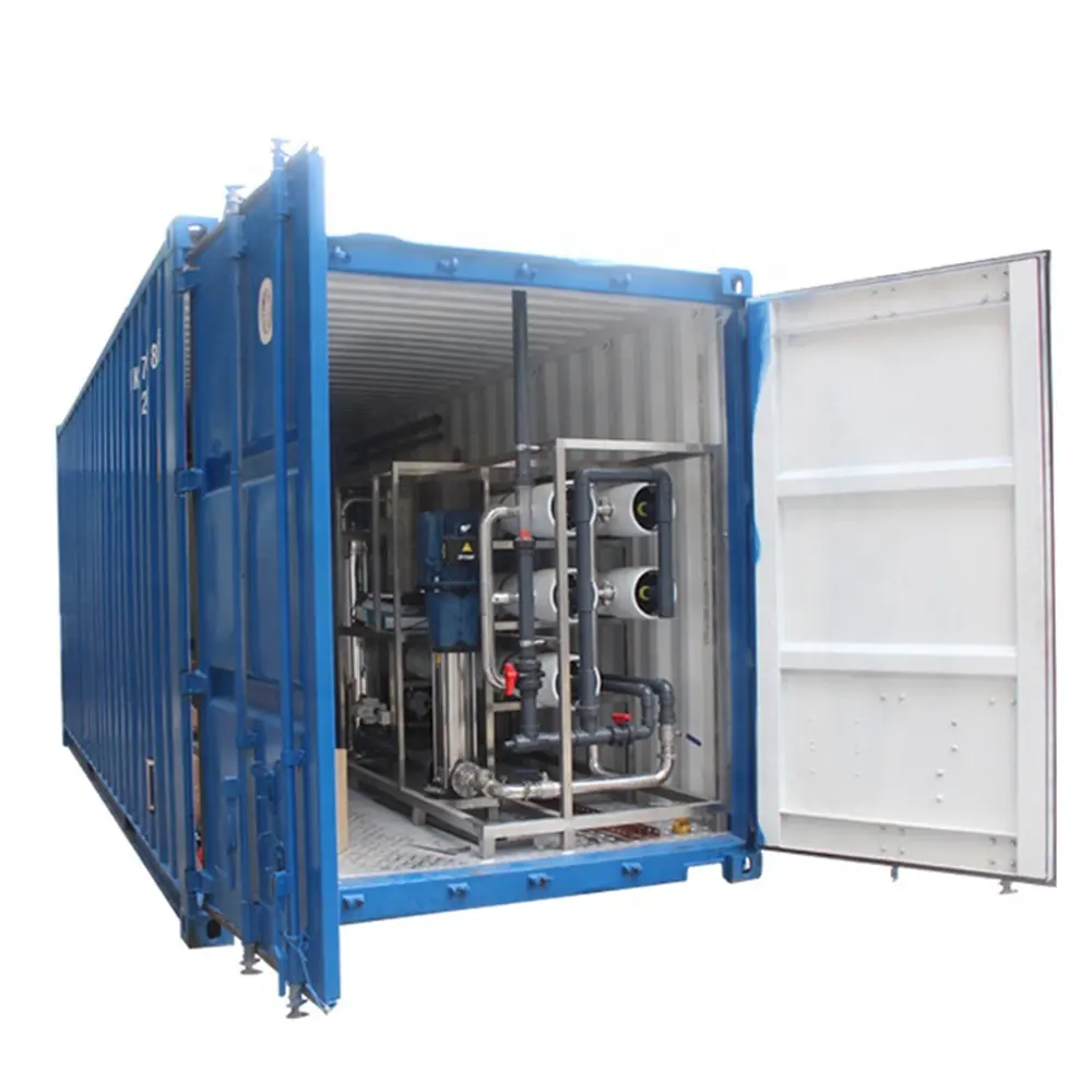 Xử lý nước máy móc với container nước biển máy