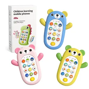 Set pemodelan ponsel hewan beruang kartun, silikon penuh bersuara, mainan edukasi nyaman untuk bayi anak-anak