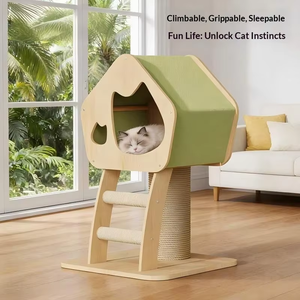 Vente en gros de château pour chat en bois massif, écologique et luxueux, avec arbre à chat et maisonnette en carton - Product Image 4