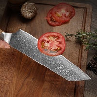 Set Pisau Santoku Dapur Profesional Jepang 3-Piece Baja Tahan Karat Damascus VG10 Pisau Sashimi Gagang Kayu Zaitun Buatan Tangan