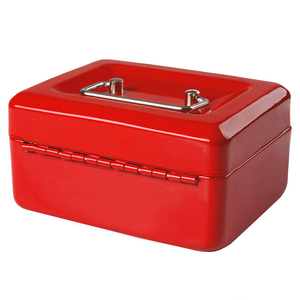 Thép Cơ Khí Di Động Khóa An Toàn Văn Phòng Euro Money Red Cash Box Với Khay Nhựa - Product Image 6