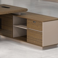 Bureau de Direction et Ensemble de Chaise, Aménagement de Bureau pour PDG, Table de Bureau Moderne Design, Stratifié PVC, Table de Bureau de Luxe pour Chef
