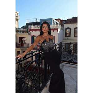 Vestido de Noche Negro Estilo Dorothy con Lentejuelas, Perlas y Plumas, Cintura Imperio, Corto, Elegante y Sencillo, Talla XL, Largo hasta el Suelo - Product Image 5