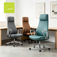 Chaises de bureau ergonomiques de direction en cuir noir de haute qualité, confortables, personnalisées, avec dossier haut et roulettes