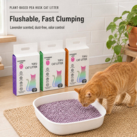 Litière pour chat en coquilles de pois de 1,5 mm, biodégradable, parfum lavande, agglomération rapide, sans poussière, contrôle des odeurs, vente en gros, OEM, marque privée