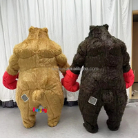 Costume de mascotte d'ours mâle gonflable de 2/2 m avec des gants de boxe