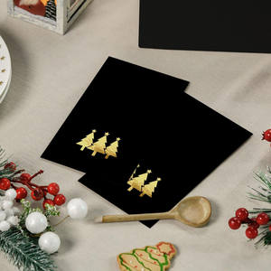 Papier noir feuille d'or arbres <span class=keywords><strong>de</strong></span> noël déjeuner dîner serviettes d'invité décoratives <span class=keywords><strong>en</strong></span> papier jetables - Product Image 1