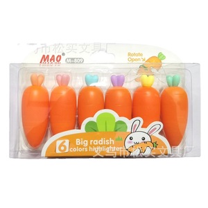Ensemble de surligneurs <span class=keywords><strong>Carotte</strong></span> Mini pour Élèves du Primaire, Cadeau pour Enfants, Marqueurs Surligneurs 6 Couleurs de Haute Qualité, Couleurs Bonbon, PVC - Product Image 5